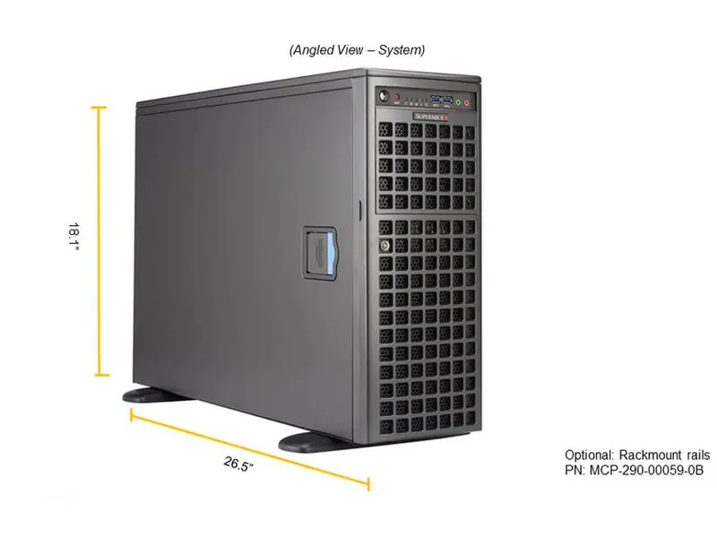 Сервер Supermicro SYS-540A-TR 4GPU Server 8X3.5" With 2x 2000W PUS Support LGA41 — фото лота 1