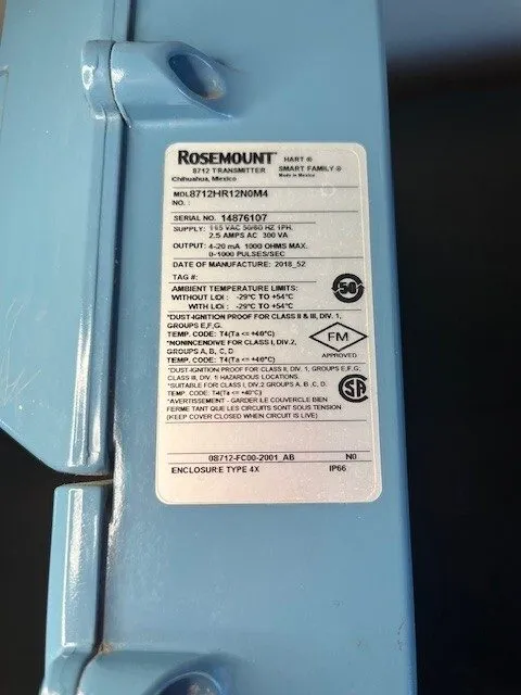 Расходомер Rosemount 8712HR12N0M4 Magnetic Flowmeter Transmitter 115VAC 50/60HZ 