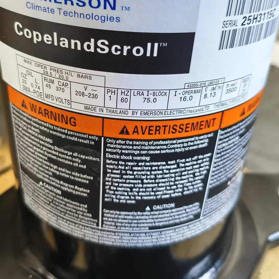 Компрессор Copeland Compressor ZR28K5E-PFV-130 2.5 Tons R22, R407C 208-230/1/60