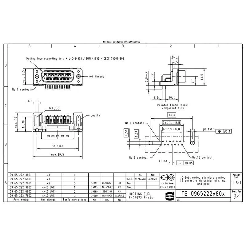 Разъём HARTING 09652226802 Male Connector