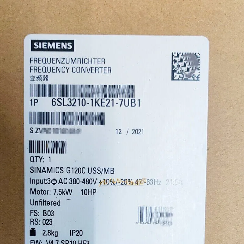 Частотный преобразователь SIEMENS SINAMICS G120C Rated Power 6SL3210-1KE21-7UB1