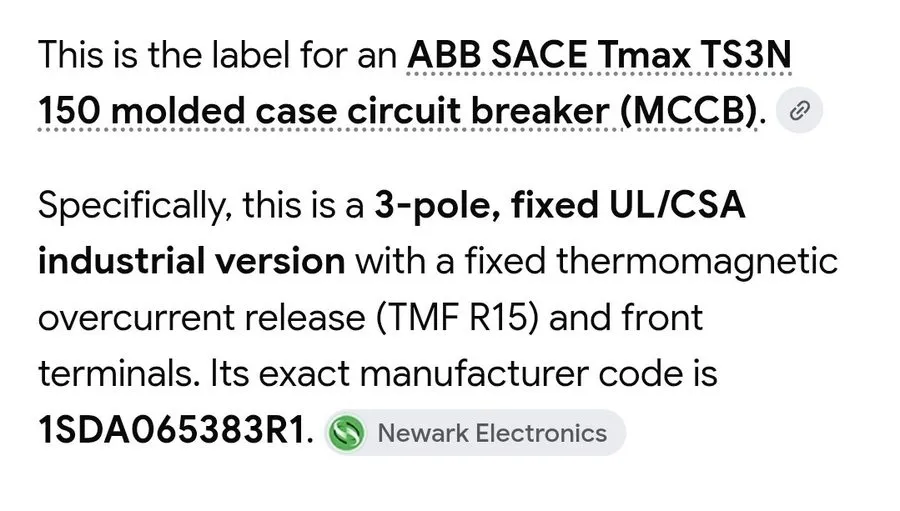 Автоматический выключатель ABB SACE Tmax TS3N 150 150A 3-Pole Molded Case Circui — фото лота 1