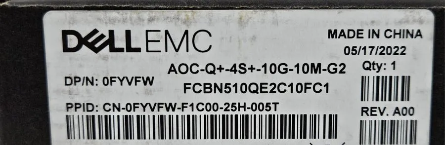 Кабель DELL AOC-QSFP-4SFP-10G-10M Active Optical Cable