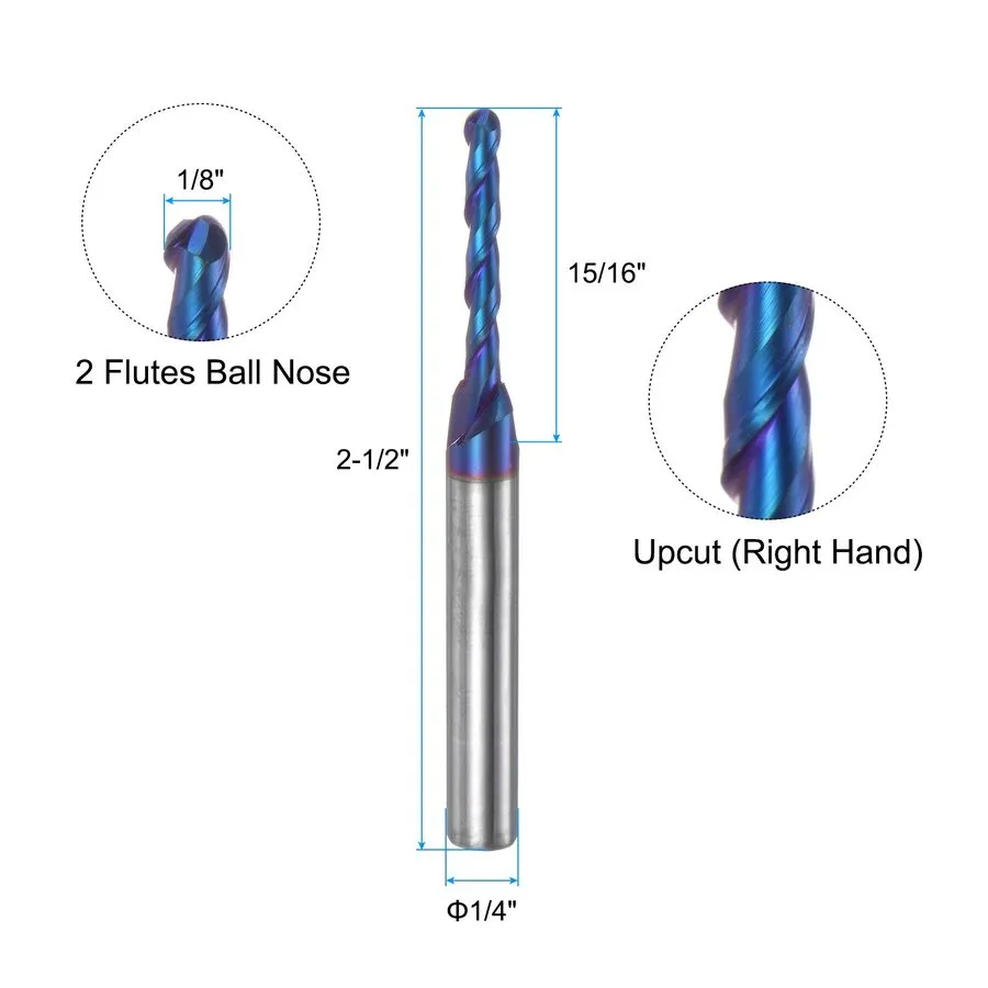 Режущий инструмент 1/8 Inch 2-Flutes Flat Nose Spiral Carbide End Mill CNC Route — фото лота 1