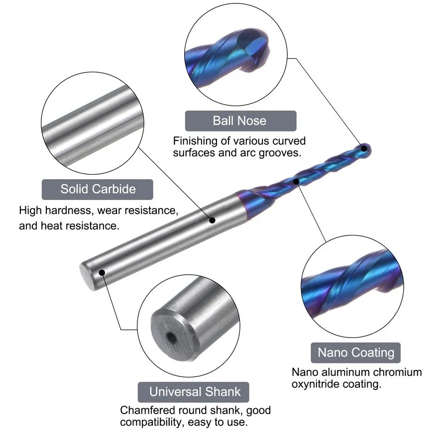 Режущий инструмент 1/8 Inch 2-Flutes Flat Nose Spiral Carbide End Mill CNC Route — фото лота 2
