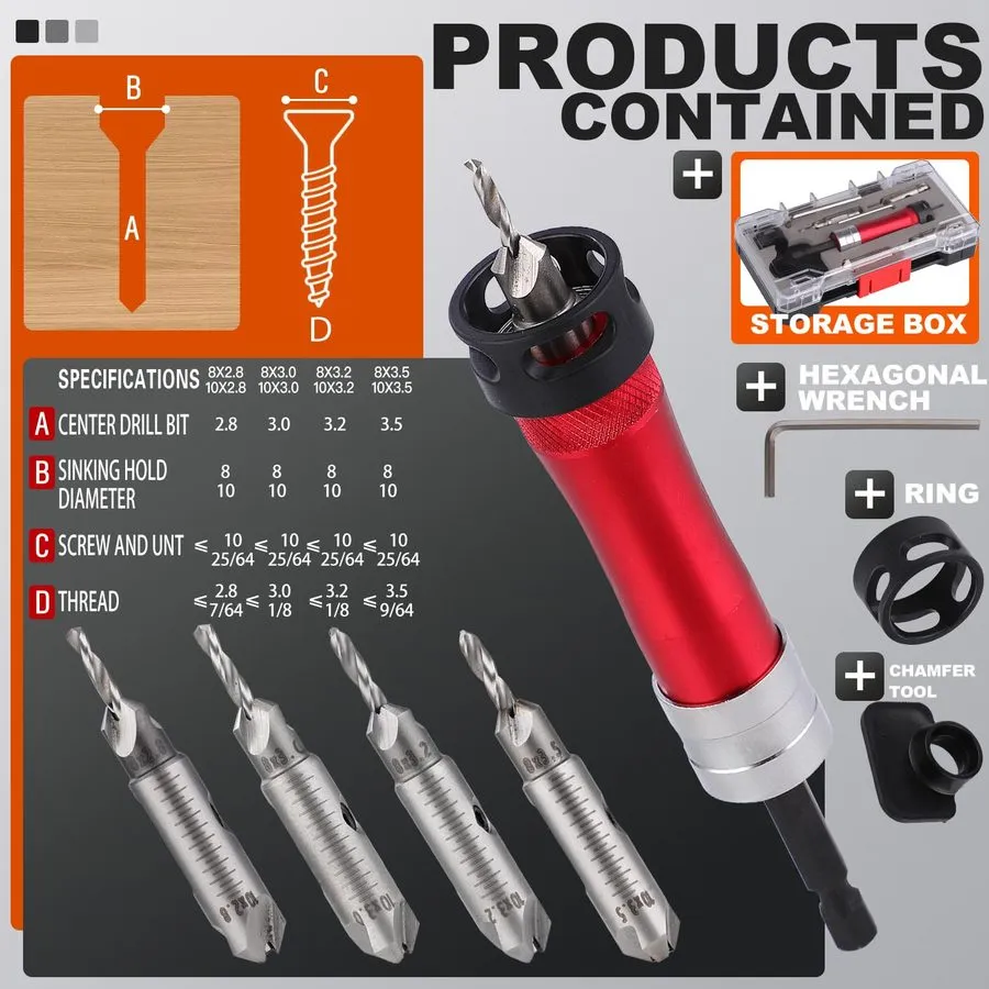 Док-станция HSS Metal Countersink Drill Bit Set, 10-In-1 Hex Shank