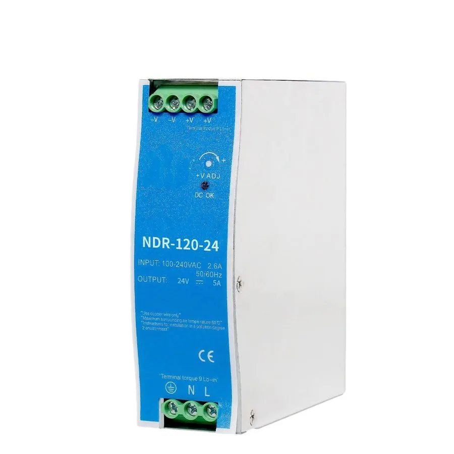 Блок питания NDR12024 24VDC DIN Rail Power Supply 120W 24V 5A Output 120VAC To — фото лота 2