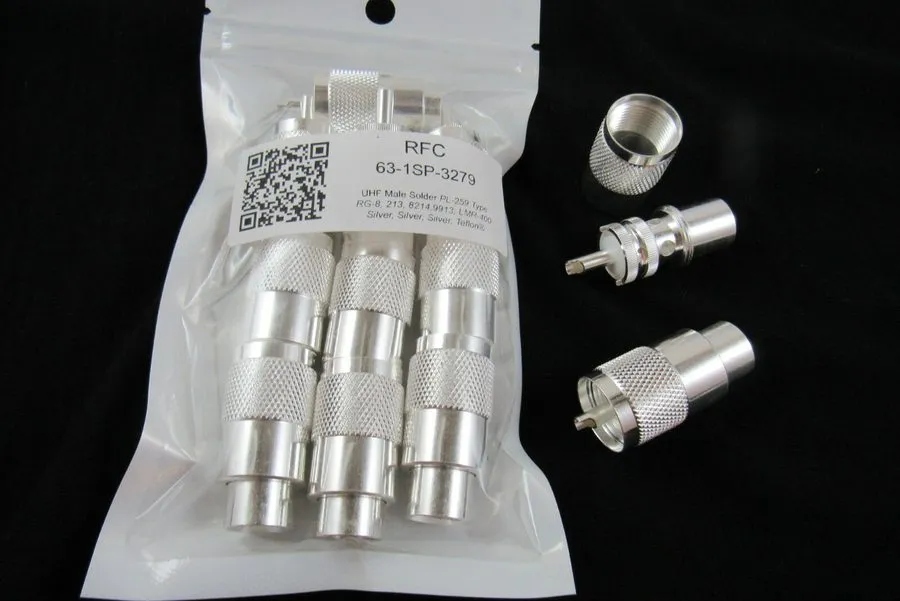 Разъём 10 All Silver-Teflon® PL-259 Straight Solder Connectors для RG8 RG-213 LM