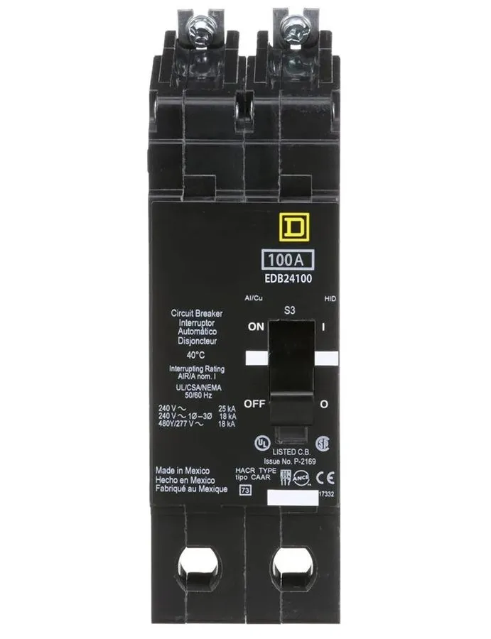 Автоматический выключатель EDB24100 Square D Miniature Circuit Breaker 2-Pole 48