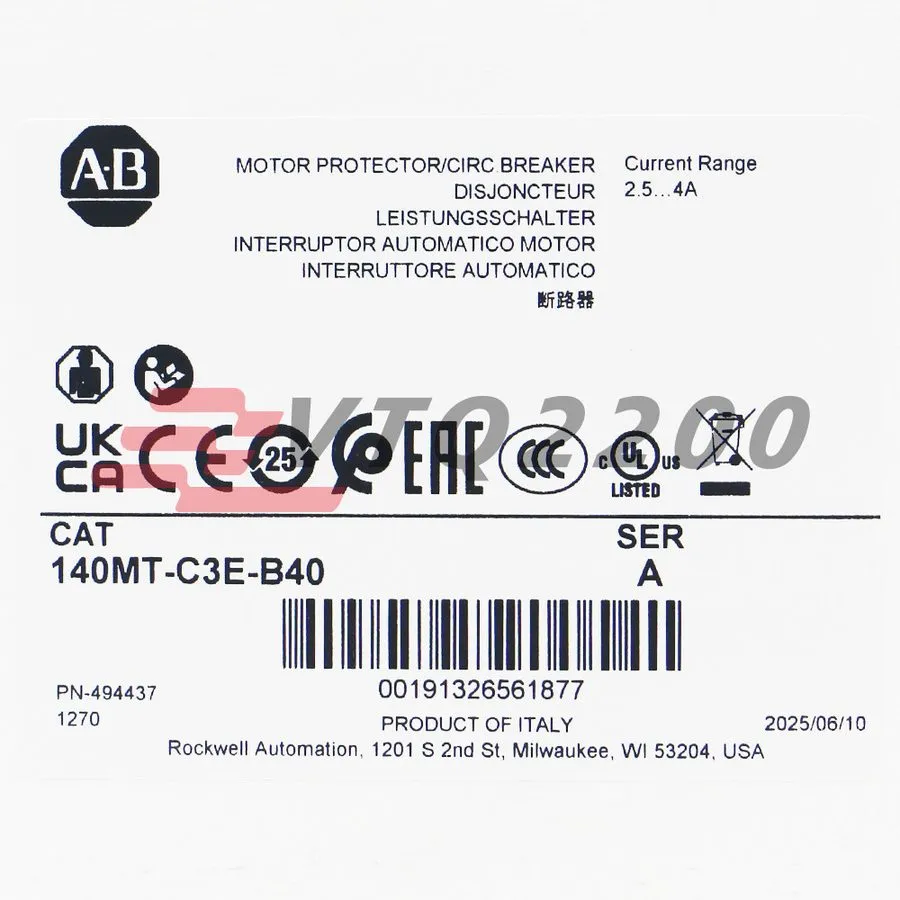 Автоматический выключатель 140MT-C3E-B40 AB MOTOR PROTECTION CIRCUIT BREAKER