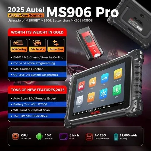 Диагностический сканер 2026 Newest Autel MaxiSYS MS906 Pro MS906BT Full System D