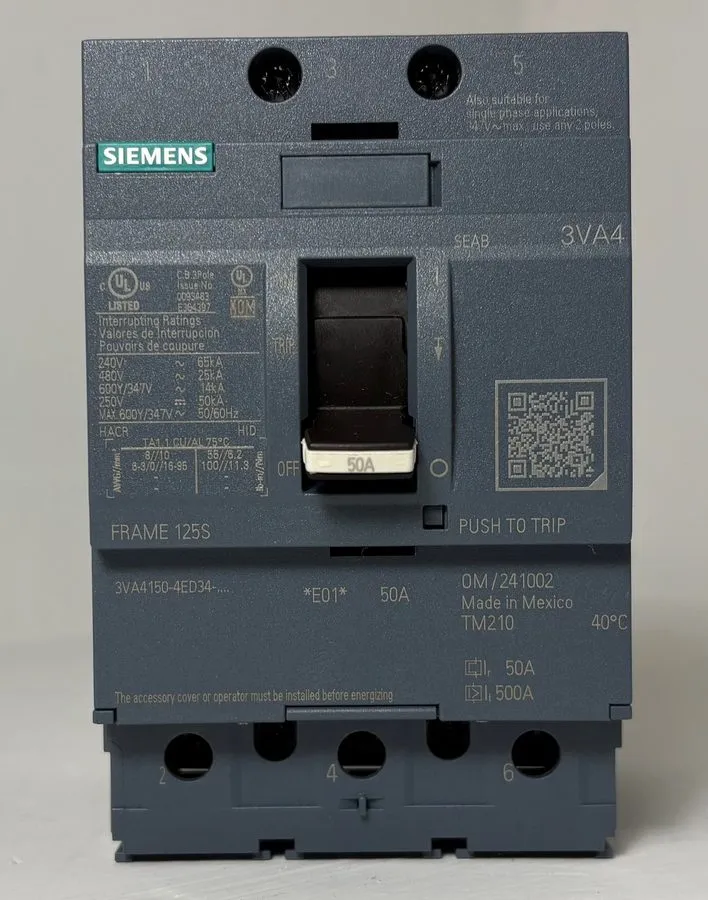 Автоматический выключатель Siemens 3VA4150-4ED34-0AA0 Circuit Breaker 50 Amp 3 P