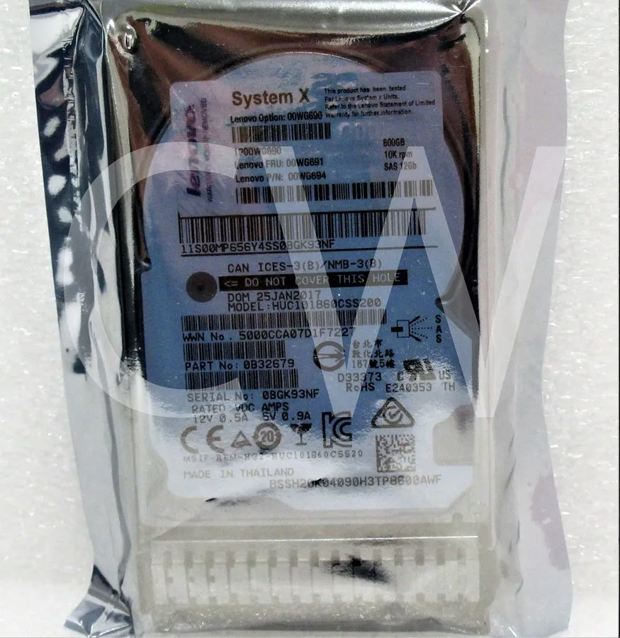 Жёсткий диск 00WG691 00WG690 Lenovo 600GB 10K SAS 12Gbps 2.5 SFF G3HS X3650 M5 H