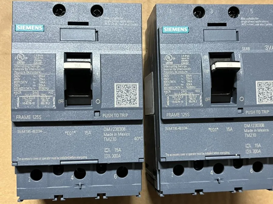 Автоматический выключатель SIemens 3VA4195-4ED34-0AA0 15A 480v 25kA 3P Bolt-on C