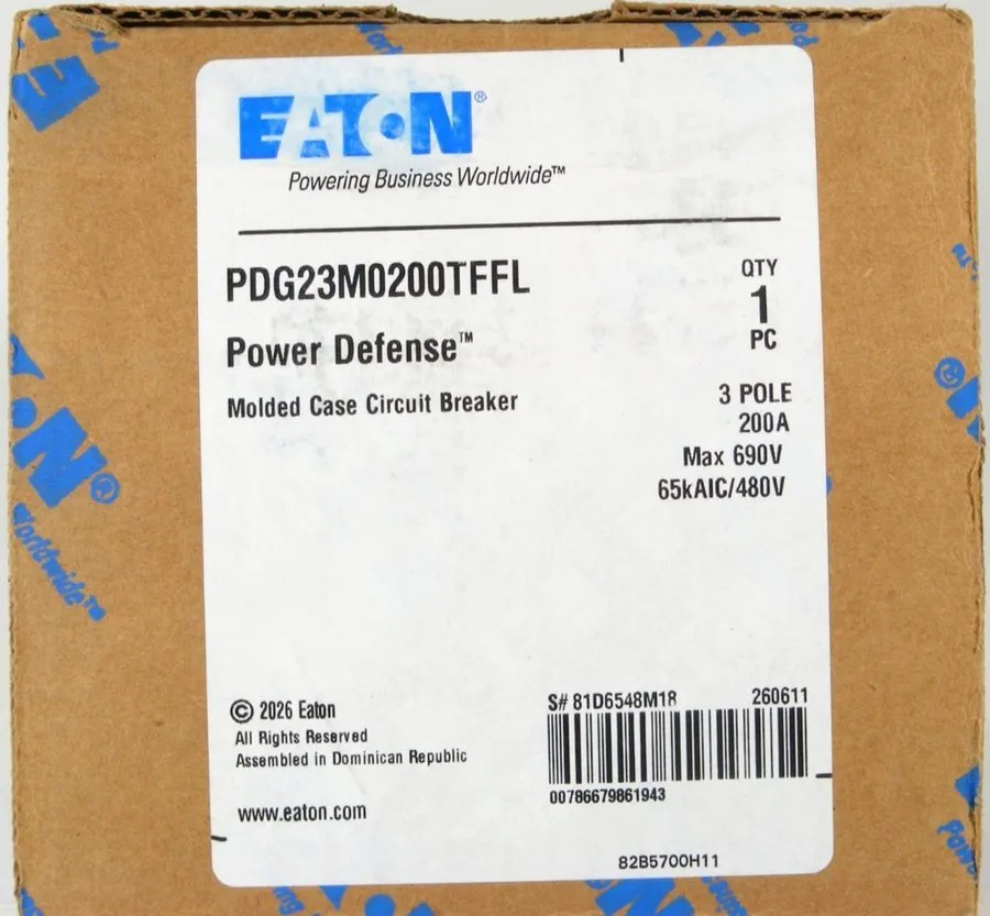 Автоматический выключатель Eaton PDG23M0200TFFL 3 Pole 200 Amp 600 Volt 65kA@480