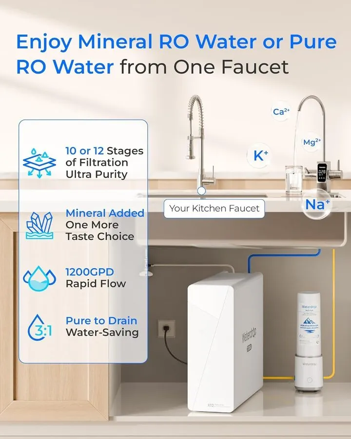 Насос Waterdrop X12-Plus Reverse Osmosis System, 1200 GPD, Dual Flow, Alkaline M — фото лота 2