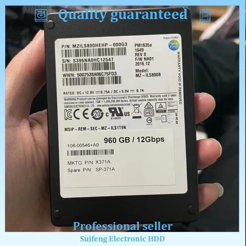 SSD-накопитель Samsung PM1635A 960GB SSD 2.5" SAS 12G/S MZILS800HEHP-000G3 MZ-IL