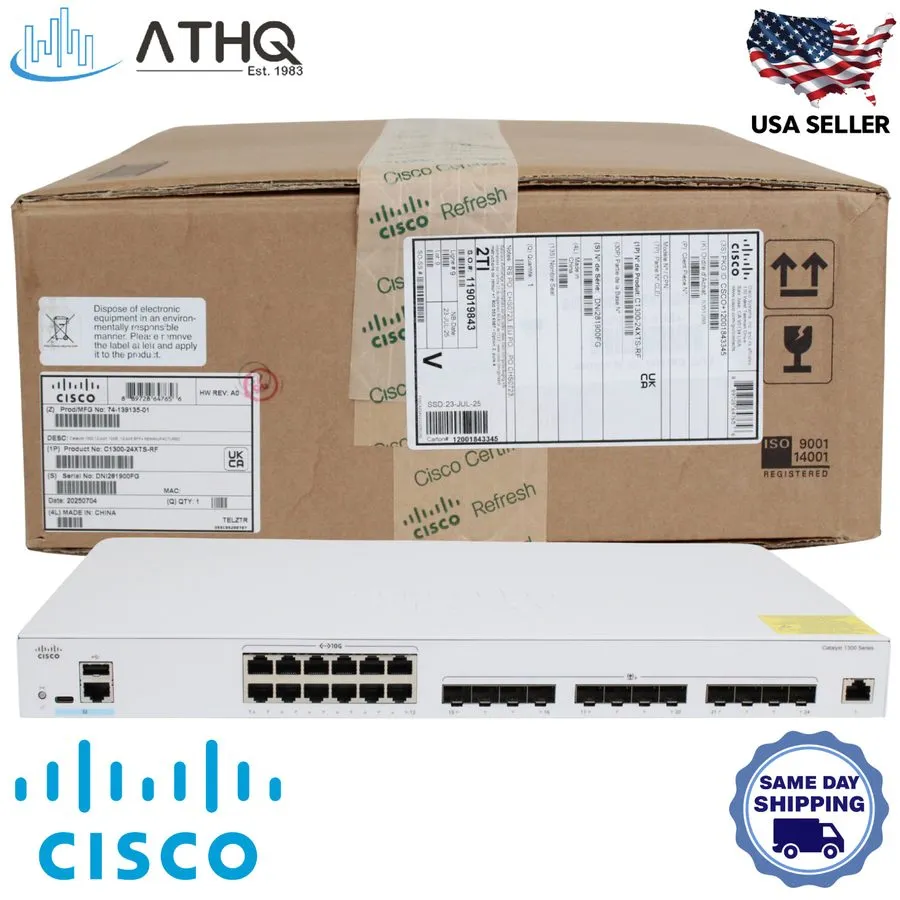 Коммутатор Cisco Catalyst C1300-24XTS 24-Port 10G RJ45/SFP+ Managed Network Swit — фото лота 1