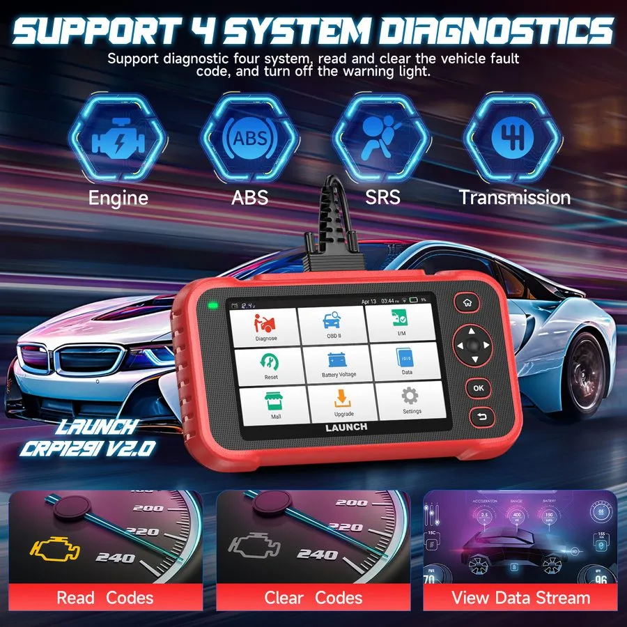Диагностический сканер 2026 LAUNCH CRP129I Car OBD2 Scanner Engine ABS SRS SAS T — фото лота 2