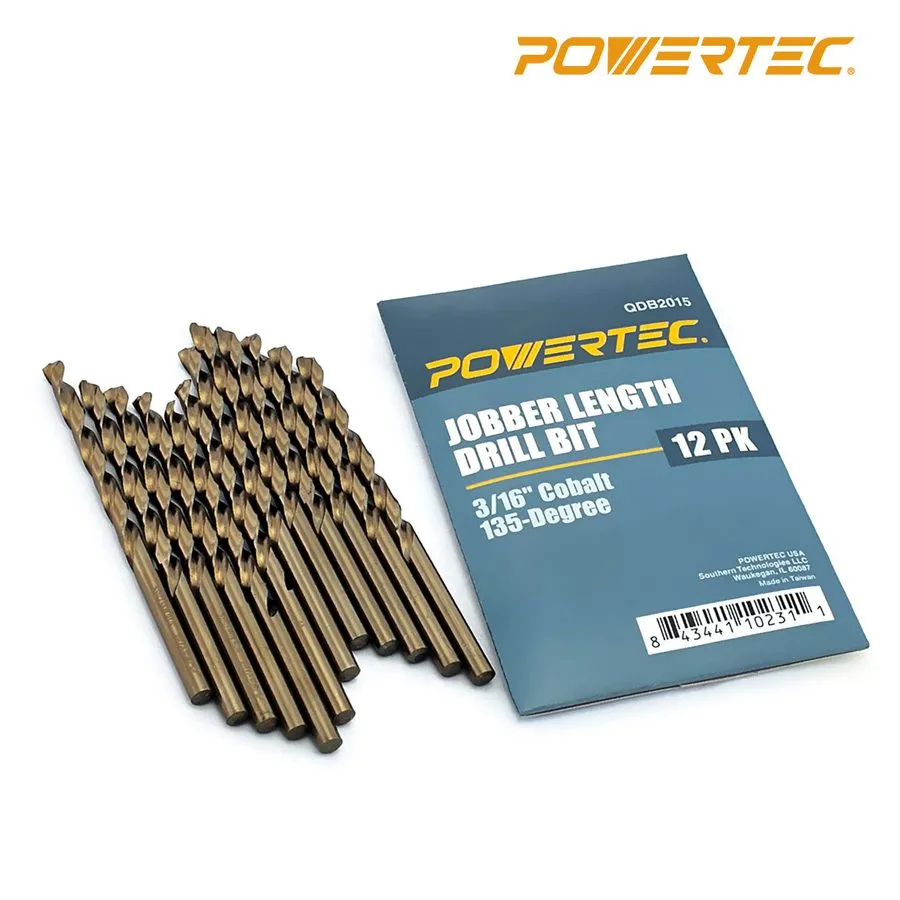 Режущий инструмент POWERTEC Cobalt Drill Bit 3/16-Inch, 135 Degree Drill Bit Set — фото лота 2