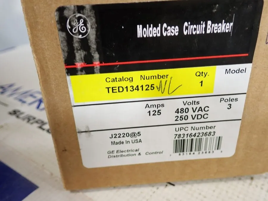 Автоматический выключатель GE TED TED134125 3 Pole 125 Amp 480v Black Circuit Br