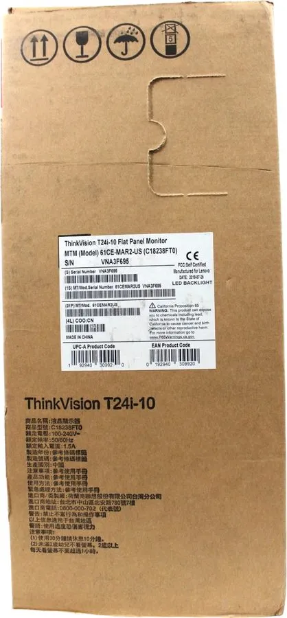 Монитор Lenovo ThinkVision T24i-10 24" LCD Monitor VGA DP HDMI No Stand Grade B
