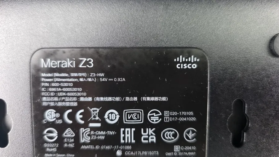 Маршрутизатор Cisco Meraki Z3-HW Z3 Teleworker Gateway WiFi 5 VPN Router Firewal