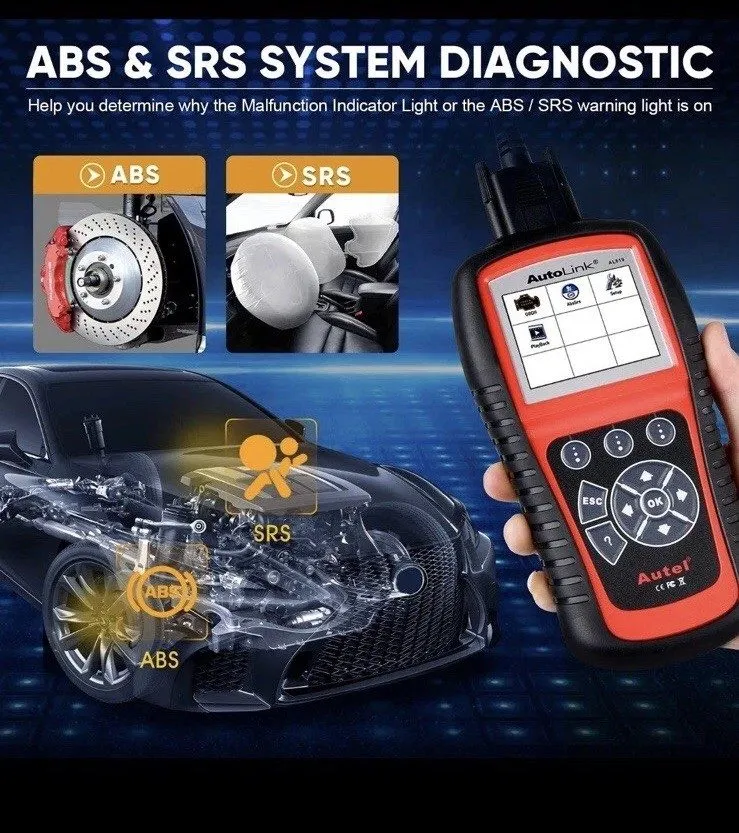 Диагностический сканер Autel AutoLink AL619 OBD2 Scanner, 2026 ABS SRS Warning L — фото лота 2