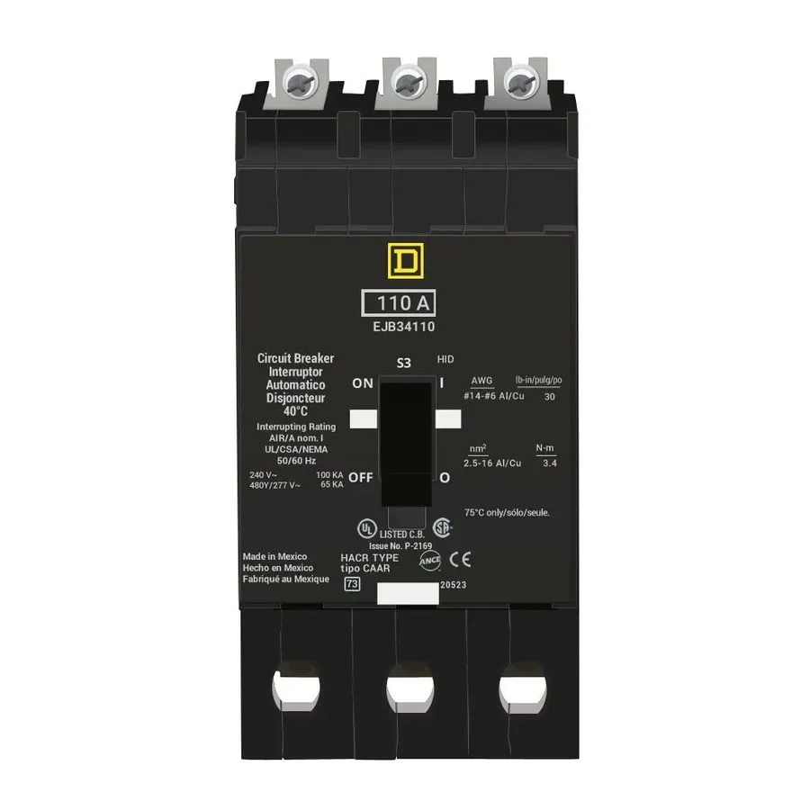 Автоматический выключатель EJB34110 Square D 110 Amp Circuit Breaker Bolt-On 110 — фото лота 1