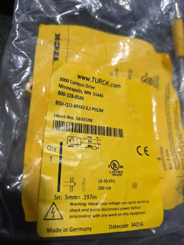 Датчик приближения TURCK Inductive Proximity Sensor BI5U-Q12-AP6X2-0.2-PSG 3M /  — фото лота 1