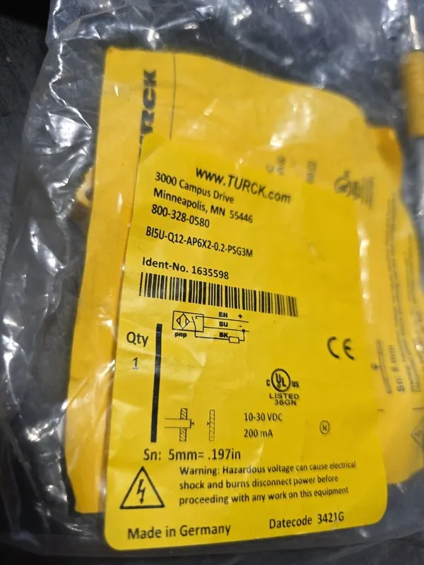Датчик приближения TURCK Inductive Proximity Sensor BI5U-Q12-AP6X2-0.2-PSG 3M /  — фото лота 2