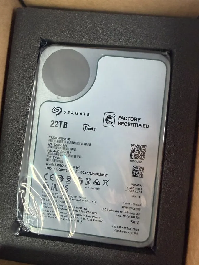 Жёсткий диск Seagate ST22000NM000C Exos 22TB 512MB Internal CMR 7.2K 6Gb 3.5" SA