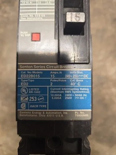 Автоматический выключатель Siemens ED22B015 Sentron Circuit Breaker, 2-Pole 15A, — фото лота 1