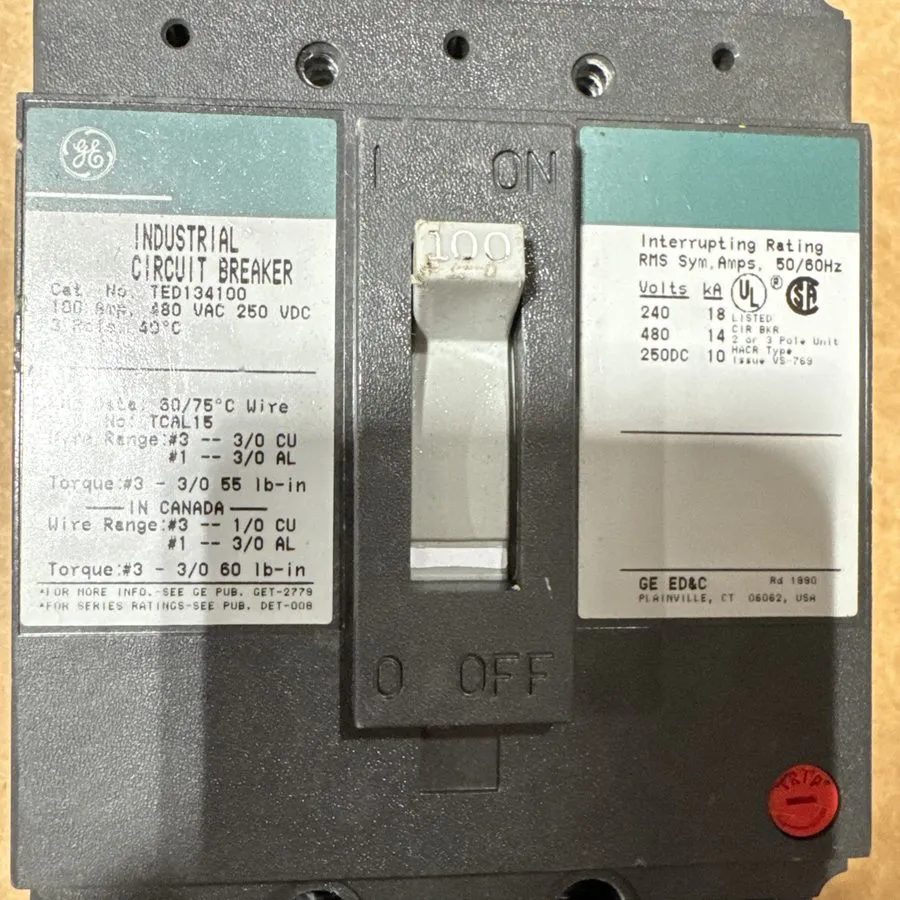 Автоматический выключатель GE Circuit Breaker TED134100WL 100A 3 Pole TED134100 