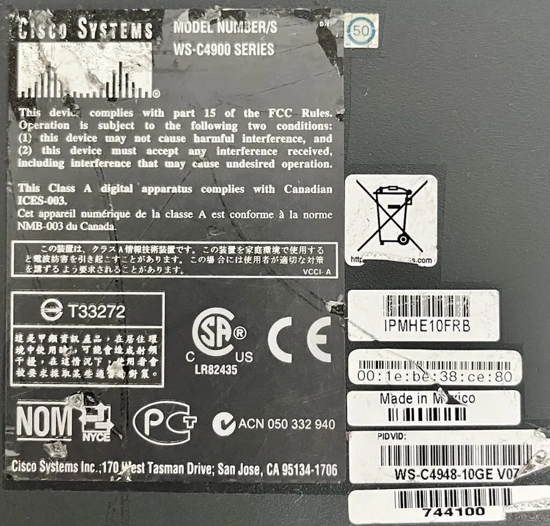 Коммутатор Catalyst 4948-10GE PoE+ 48-port Ethernet Network Switch WS-C4948-10GE — фото лота 2