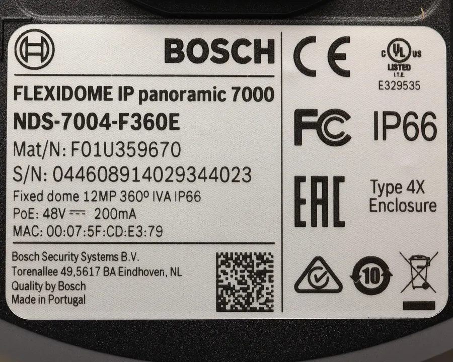 Камера Bosch Flexidome IP NDS-7004-F360E 12MP Outdoor Wi-Fi Panoramic Dome Camer — фото лота 2