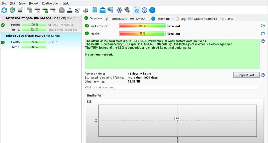 SSD-накопитель Micron Technology 1TB M.2 NVMe MTFDHBA1T0TDV Internal SSD 100% He — фото лота 2