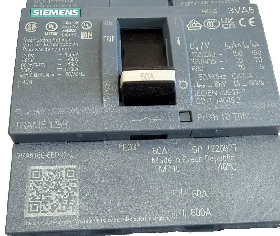 Автоматический выключатель Siemens 3VA5160-6ED31-0AA0 Circuit Breaker 60 Amp 3VA