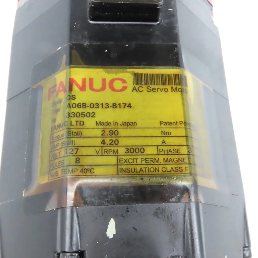 Серводвигатель Fanuc A06B-0313-B174 Model 0S 2.9Nm AC Servo Motor 3000RPM 127V 3