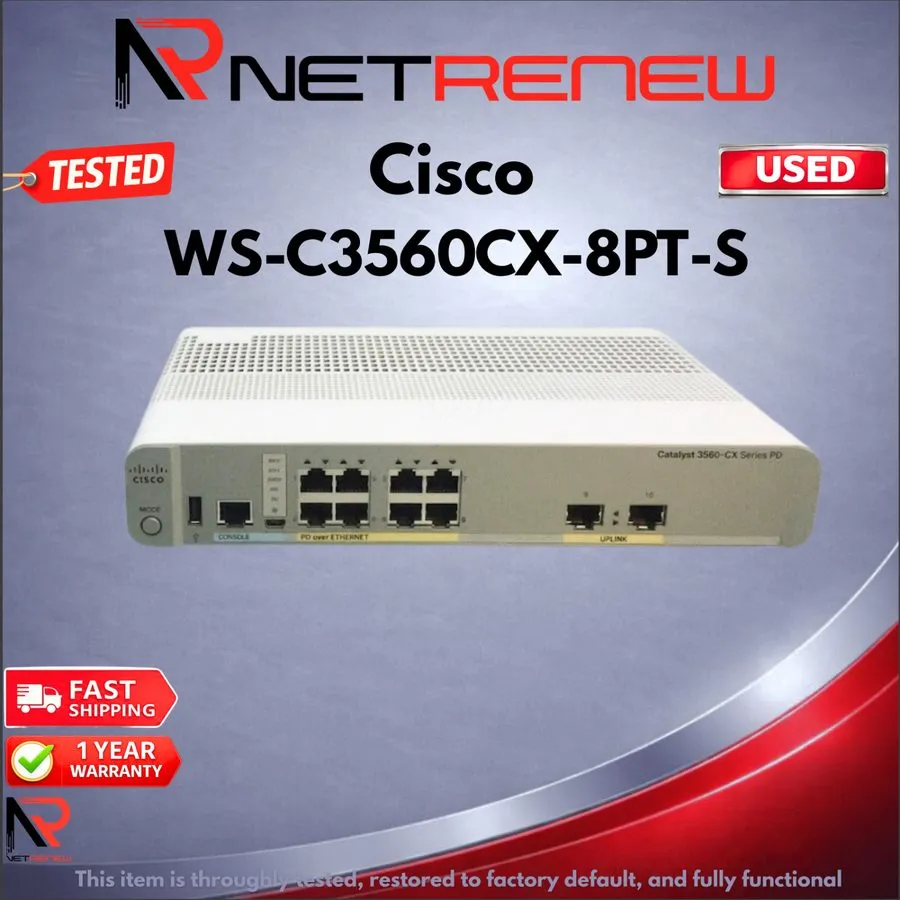 Коммутатор Cisco WS-C3560CX-8PT-S 8-Port Gigabit PoE Switch, 1 Year