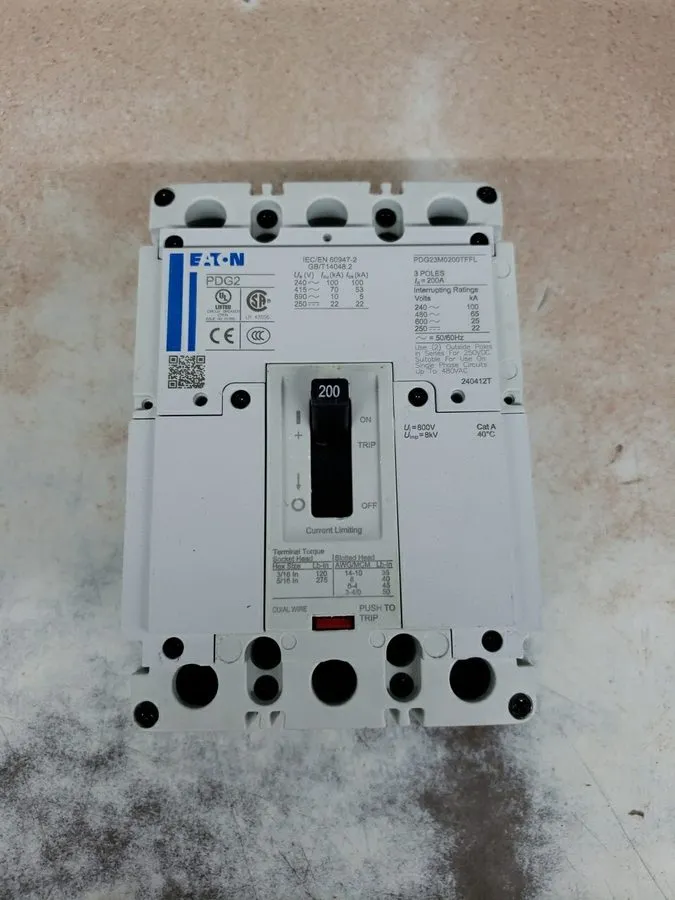 Автоматический выключатель Eaton PDG23M0200TFFL 3 Pole 200 Amp 600 Volt 65kA@480