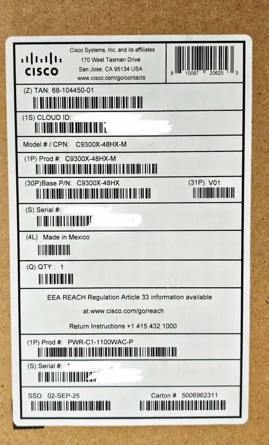 Коммутатор Cisco Meraki C9300X-48HX-M Catalyst 48-Port mGig UPOE+ Switch UNCLAIM
