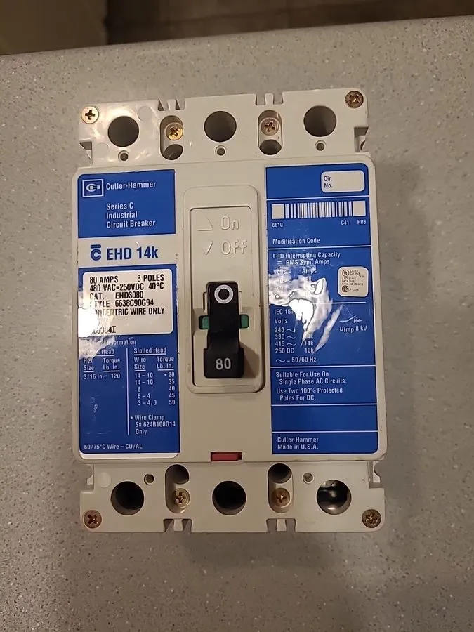 Автоматический выключатель Eaton EHD3080 Molded Case Circuit Breaker 3p 80a Amp 