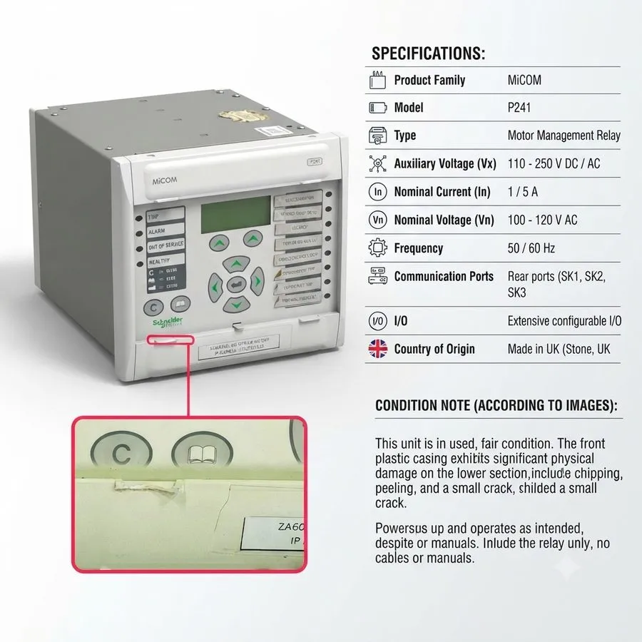 Реле защиты SCHNEIDER ELECTRIC MICOM P241 PROTECTION RELAY P24131PA6M0C78J 100-2
