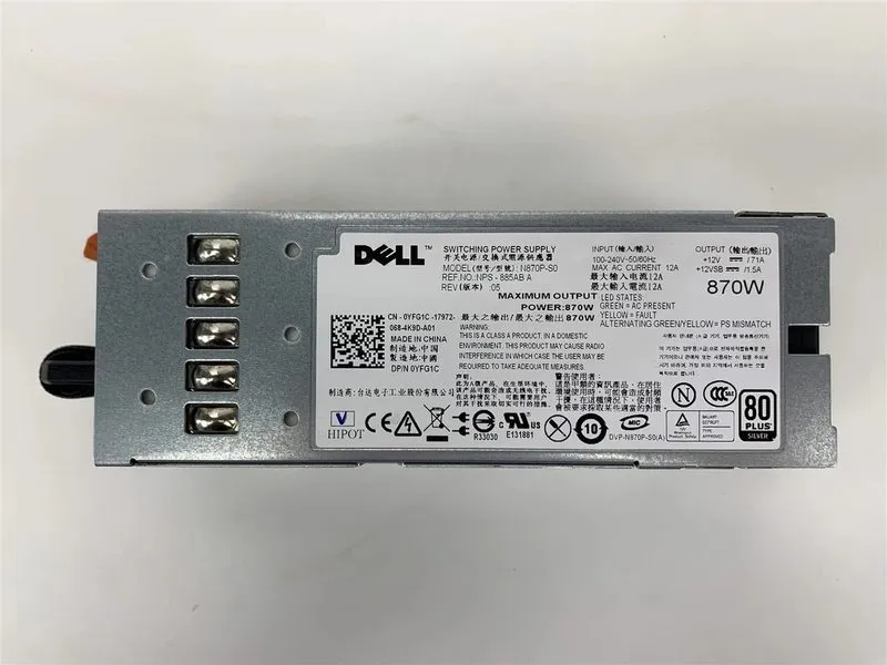 Блок питания SERVER POWER SUPPLY DELL 0YFG1C YFG1C 870WATT N870P-S0 POWEREDGE R7