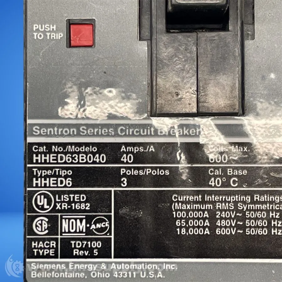 Автоматический выключатель Siemens HHED63B040 40A 3-Pole 600V Sentron Series Cir