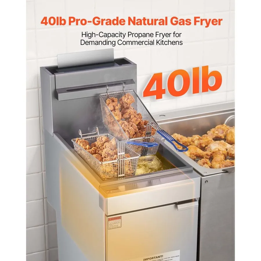 Фритюрница Commercial Deep Fryer Free Standing Natural Gas Fryer 3-Burner Dual B