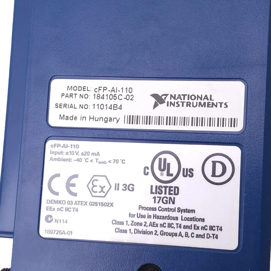 Трансивер National Instruments cFP-AI-110 Input Module PART NO: 185152D -02