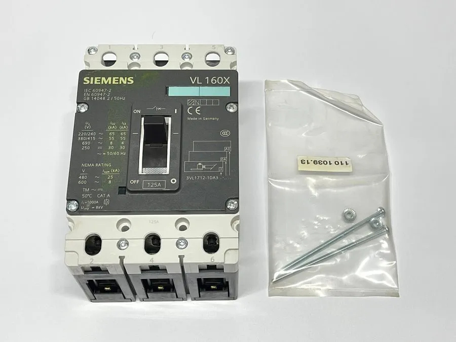 Автоматический выключатель SIEMENS 3VL1712-1DA33-0AA0 Circuit Breaker 125A — фото лота 1