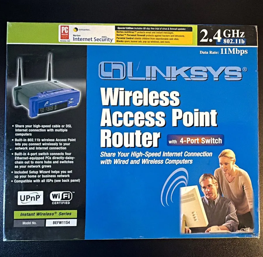 Маршрутизатор LINKSYS BEFW11S4 WIRELESS-B 2.4GHz 4-PORT BROADBAND ROUTER 802.11B